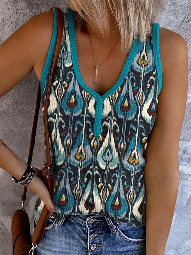 Women's Camisole Tank Top Print Graphic Color Block Bohemia Stylish ...