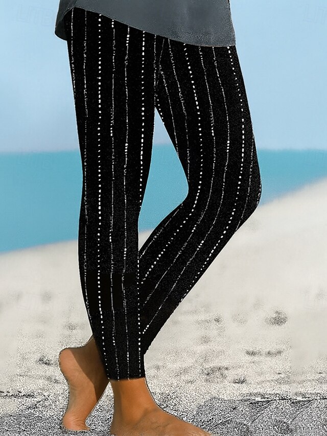 Women's Leggings Vacation Vintage Ethnic Style Ankle-Length High Waist Graphic Geometric 3D Print Quick Dry Breathability Soft Stretchy Outdoor Home Causal Black White Fall Regular Fit4