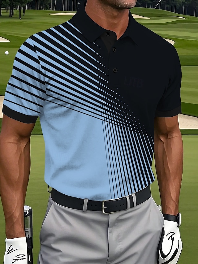  Bărbați Golf Γραμμή Polo Tricouri polo sport Manșon scurt Tricouri de polo Cămăși cu guler Casual Îmbrăcăminte Atletică Nasturi Vară Alb Albastru piscină Mov