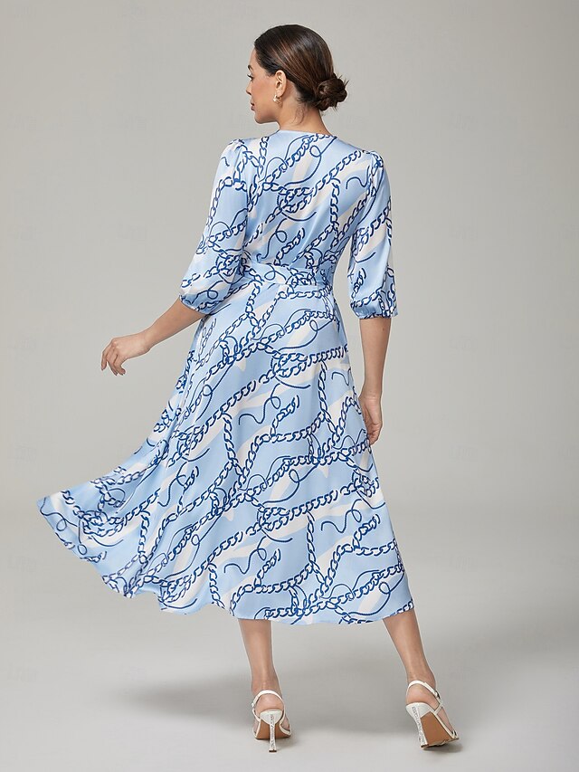 Chain Block Pattern Cross Tie Long Dress 2026 - $14.99