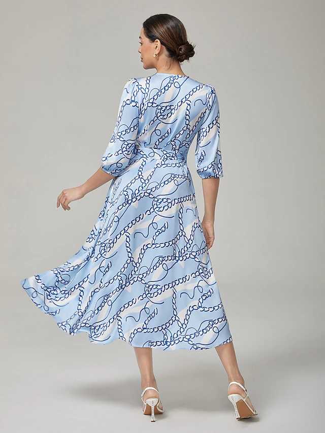 Chain Block Pattern Cross Tie Long Dress 2026 - $14.99