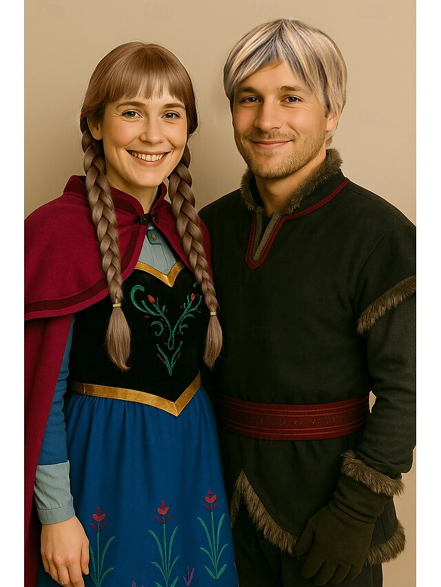  Parrucche Anna parrucca intrecciata doppia cosplay lunga parrucca marrone per donne ragazze festa parrucche di Halloween