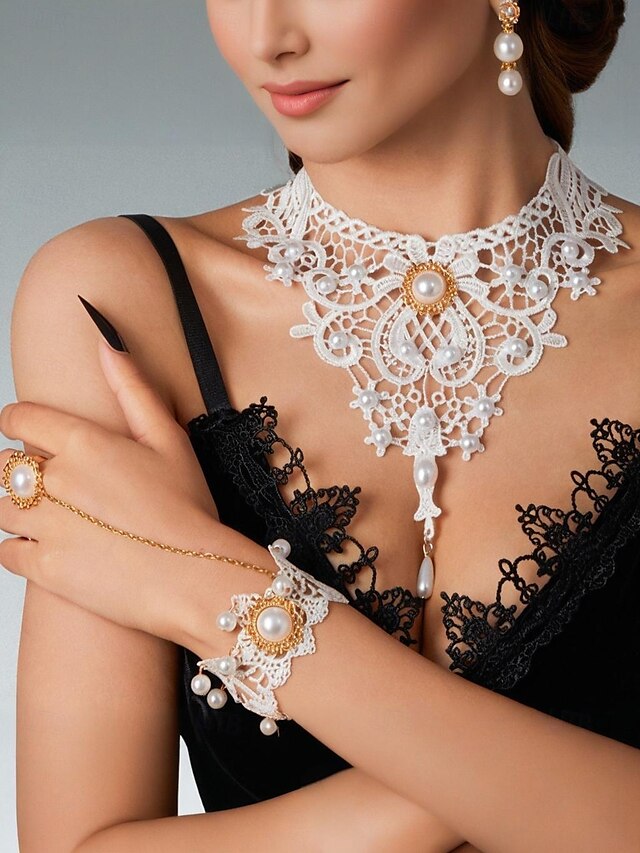  Collana girocollo in pizzo gotico da donna - stile vittoriano vintage nero con pietre preziose rosse e dettagli in perline, elegante gioiello per feste gotiche ed eventi cosplay
