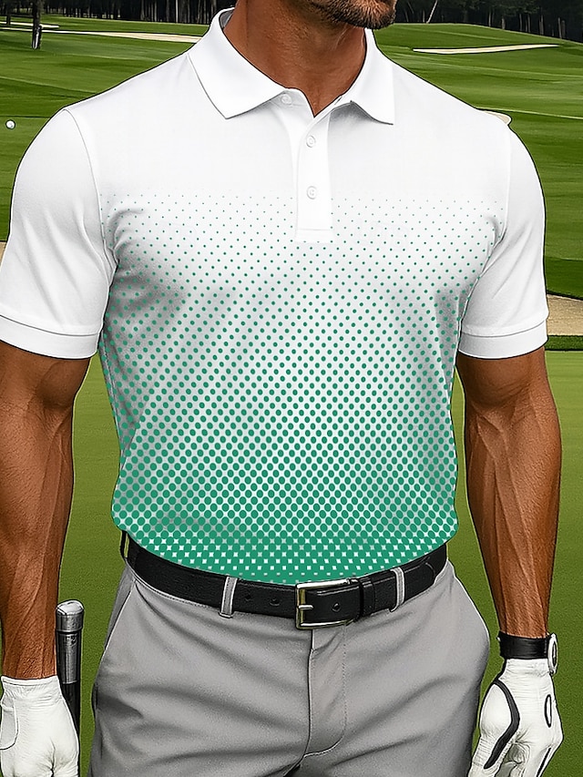  Men's Polo Casual Sports Turndown Short Sleeve Fashion Leisure Geometic Golf 3D Print Buttons Summer Violet Green Blue Polo