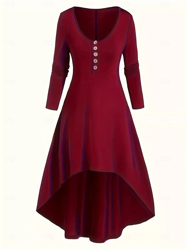 Women's Mini Dress Casual Dress Fashion Modern Daily Tea Party Going out Slim Plain Long Sleeve V Neck U Neck Burgundy Spring Fall4