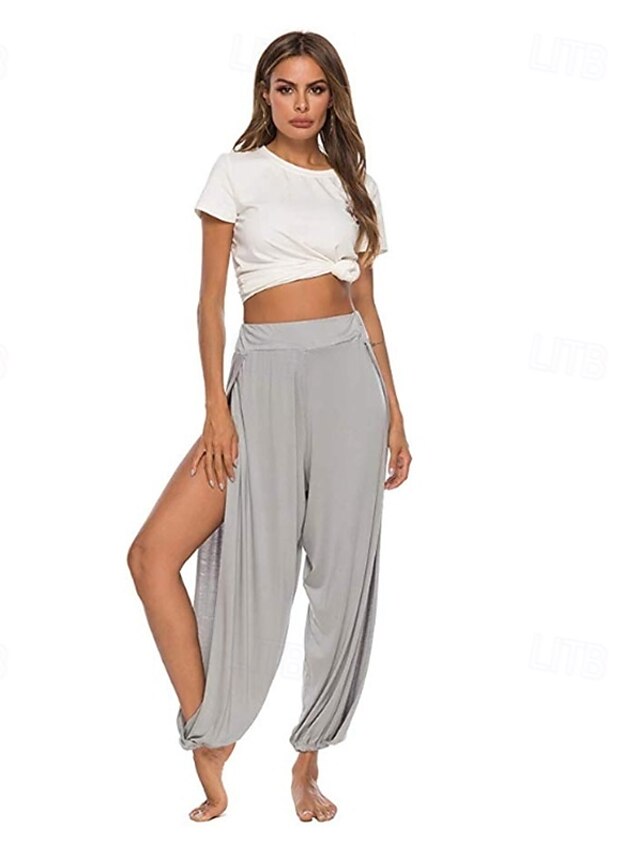  dames zomer hoge split atletische vrijetijds hippie harem broek - losse pasvorm yoga broek
