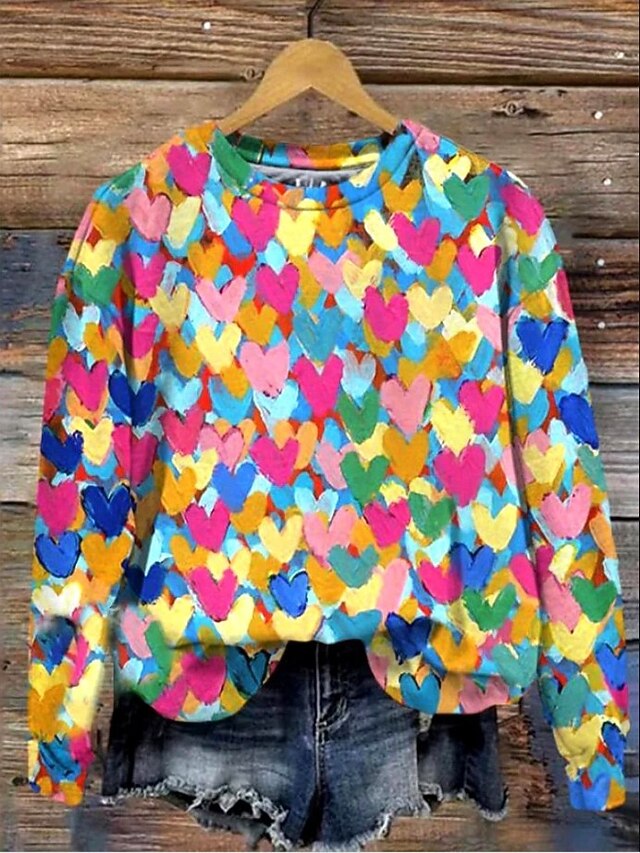 Halloween Women's Pullover Sweatshirt LOVE Floral Graphic Warm Active Vintage Long Sleeve Crew Neck Round Neck Regular Tops Street Dailywear Casual Print Pink Blue Green Spring Fall Winter4