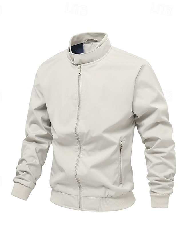  Homme Veste Veste Décontractée Extérieur Vacances Chaud Fermeture éclair Avec Poches Automne Hiver Uni Mode Streetwear Col montant Régulier Noir Vert Véronèse Bleu de minuit Beige Veste