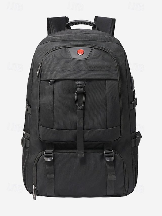  Mochila expandible de gran capacidad para hombre con tela repelente al agua, puerto de carga USB, diseño multicompartimento, bolso informal para portátil para exteriores y viajes.