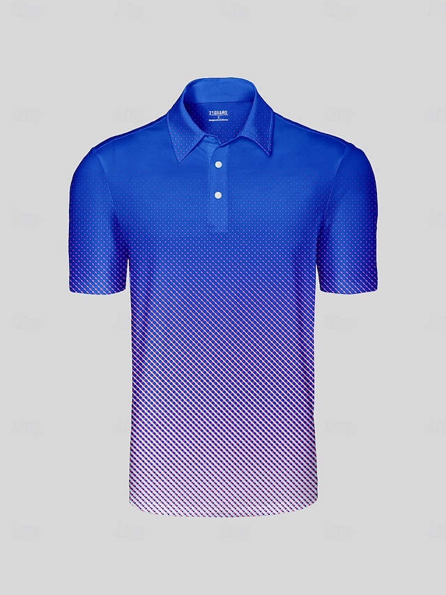  Men's Golf Polo Shirt Blue Short Sleeve Top Golf Attire Clothes Outfits Wear Apparel
