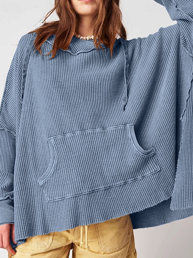  Per donna Felpa con cappuccio Semplice Moderno Casual Manica Lunga Con Cappuccio Top Regolari Ferie Uscire Tasca Nero Blu Viola Marrone Beige Autunno