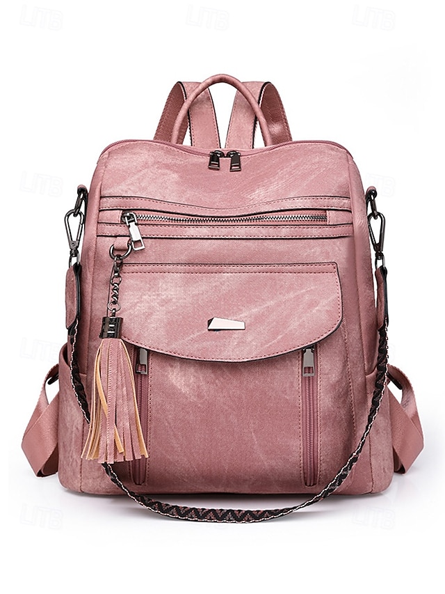  Dames imitatie leren converteerbare rugzak portemonnee - vintage multi-pocket schoudertas met kwastje voor casual dagelijks woon-werkverkeer, reizen en werk