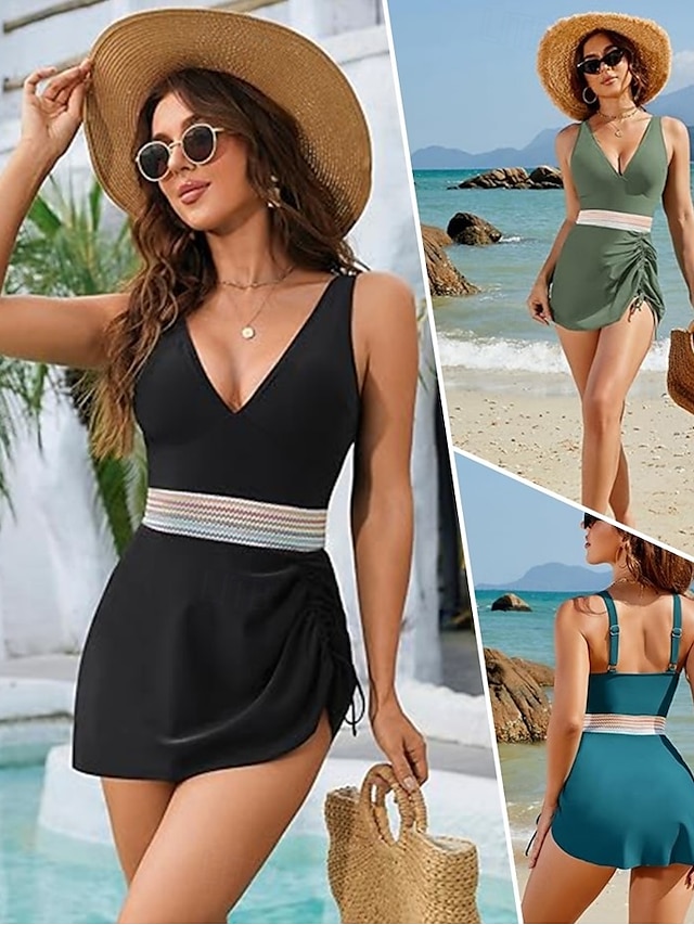  Dames Zwemkleding Een stukje Zwempak Netstof Blote rug Strand Kleding Boho Effen Kleur Effen Duik Mouwloos Badpakken