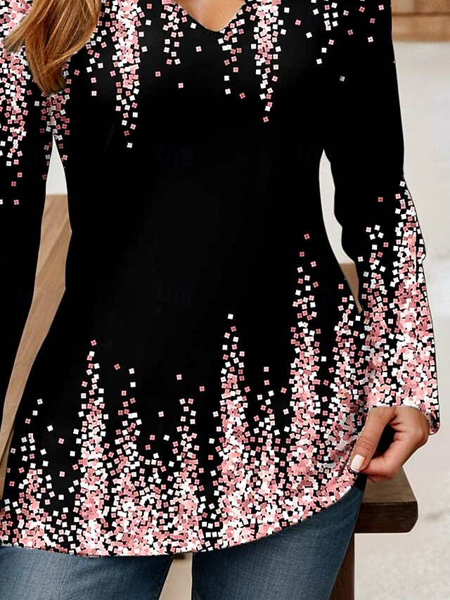 Women's T Shirt Ombre Graphic Vintage Stylish Classic Long Sleeve V ...