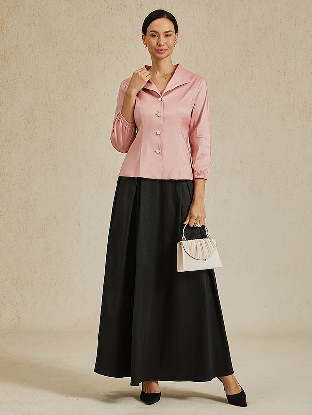  Dame الالتفاف Elegant Årgang Lang Lengde Skinnende Maksi Høy Midje Skjørt Elastisk Svart Sommer Nylon