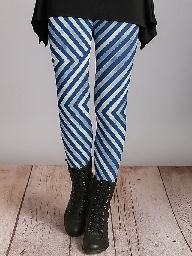 Women's Leggings Vacation Vintage Ethnic Style Ankle-Length High Waist Graphic Leopard Abstract 3D Print Quick Dry Breathability Soft Stretchy Outdoor Home Causal Blue Purple Brown Fall Regular Fit4