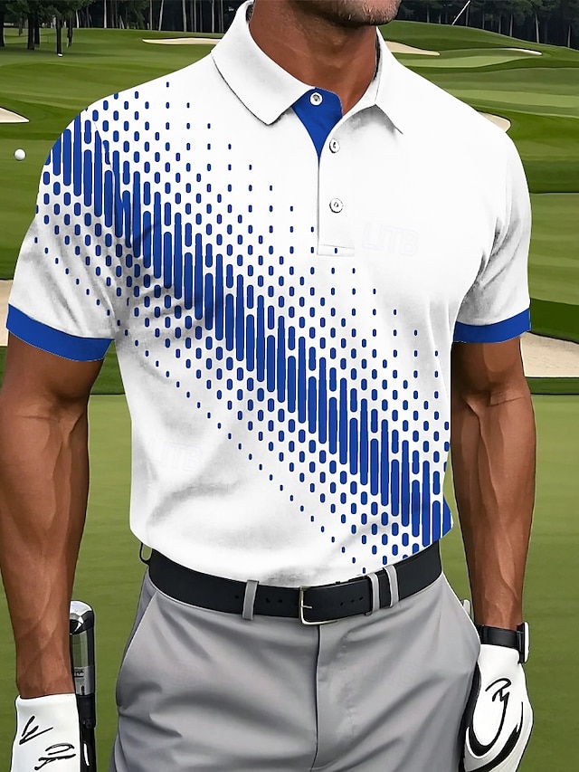  Voor heren Meetkundig Golf Polo Sport Poloshirts Korte mouw Poloshirt Overhemden met kraag Casual Sportkleding Knop Zomer Rood blauw Groen