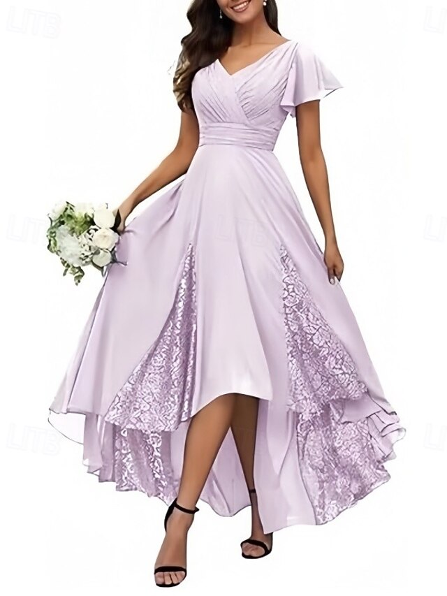 v neck a line dress Elegant V-neck Long sleeves A-line Lace applique Wedding Dresses,DB033 Size:US26W Black - Pink silhouette:spring summer26