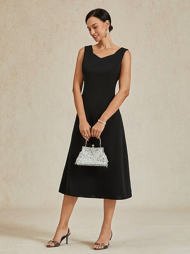  Women's Midi Dress Sheath Dress A Line Dress Elegant Wedding Party Wedding Guest Regular Fit Solid Color Sleeveless V Neck Gray Pink Black Burgundy Navy Blue Summer Spring Fall Winter