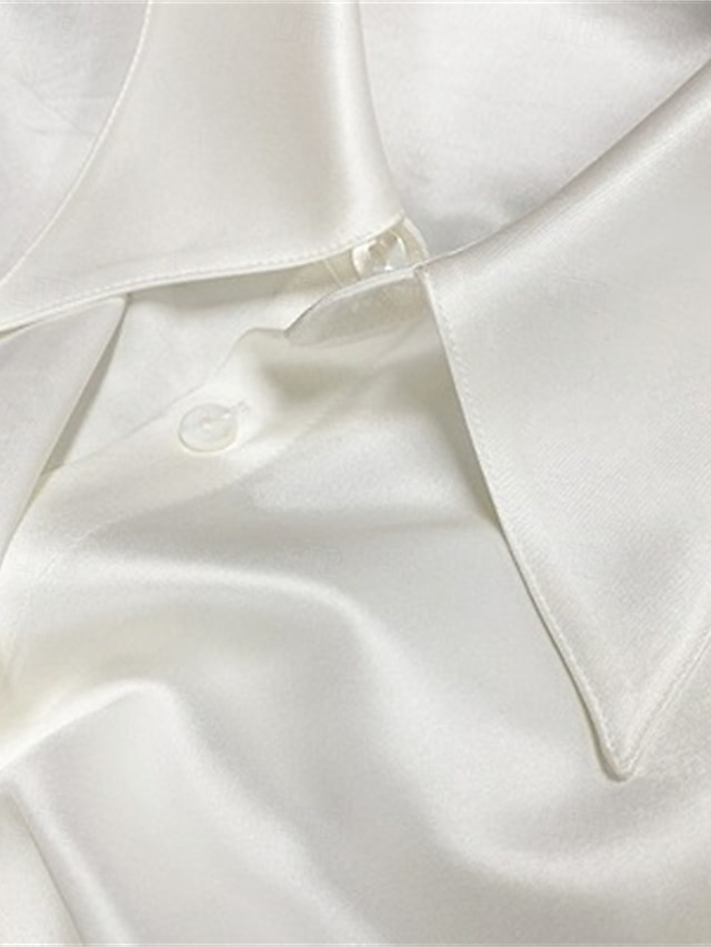  Femmes Chemise Uni Élégant Moderne manche longue Col de chemise Hauts Réguliers Quotidien Fête Boutons Noir Blanche Printemps Automne