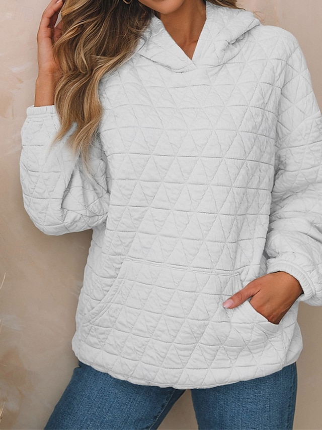  Per donna Felpa con cappuccio Semplice Streetwear Casual Comodo Manica Lunga Con Cappuccio Top Regolari Streetwear Ferie Uscire Nero Bianco Grigio Autunno