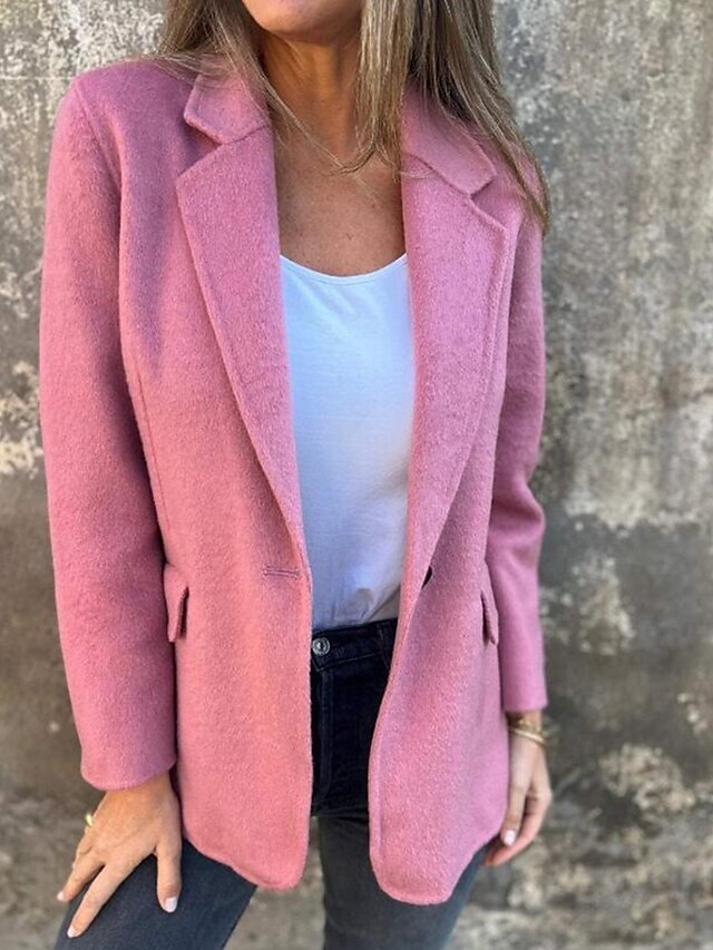  Per donna Cappotto Invernale Giacca Casual Caldo Confortevole Tasca Bottoni Casual Semplice Uscire Casual Quotidiano Monopetto Regolare Collo ripiegato Vestibilità regolare Manica Lunga Capispalla