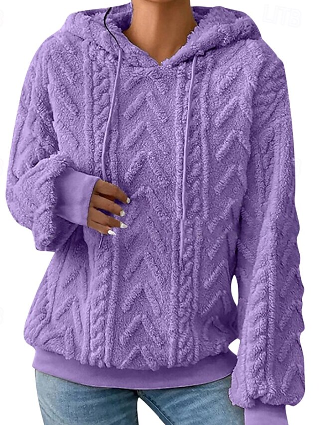  Per donna Felpa con cappuccio Felpe con cappuccio Semplice Casual Manica Lunga Con Cappuccio Top Regolari Streetwear Ferie Uscire Rosso Viola Cachi Autunno Inverno