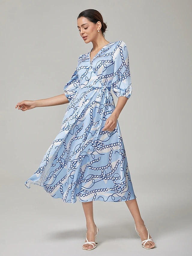 Chain Block Pattern Cross Tie Long Dress 2026 - $14.99