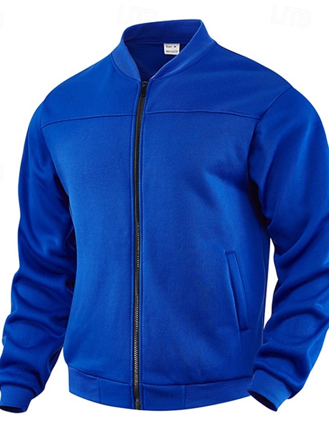  Ανδρικά Χειμωνιάτικα μπουφάν Μπουφάν fleece Casual Jacket Μπουφάν Varsity Διακοπές Καθημερινά Διατηρείτε Ζεστό Τσέπη Φλις Φθινόπωρο Χειμώνας Σκέτο Μοντέρνα Κομψό στυλ street Όρθιος Γιακάς Κανονικό
