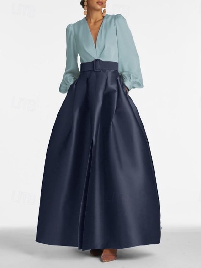 Halter A Line 2 Pieces Floor Length Formal Evening Dresses with Split Side