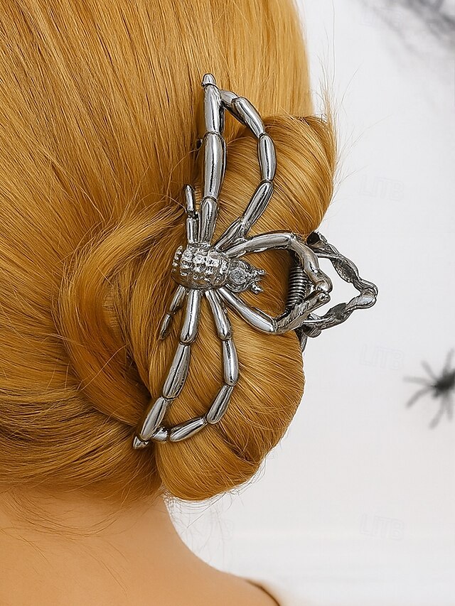  Women’s Halloween Spider Hair Claw Clip – Alloy Gothic Hair Accessory with Creepy Spider Design for Costume Parties, Cosplay and Festive Occasions