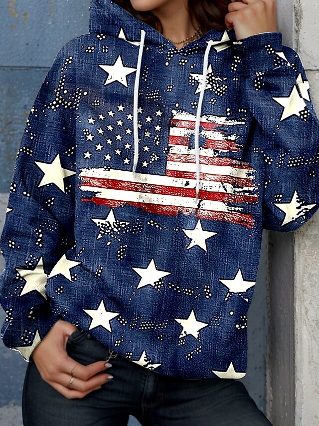  Sweat à capuche pour femmes Pullover Sweatshirt Oversized à manches longues Casual Graphique Drapeau Irlandais Chaud Actif Hauts à capuche Règuliers Street Dailywear Imprimé Bleu marine Bleu foncé