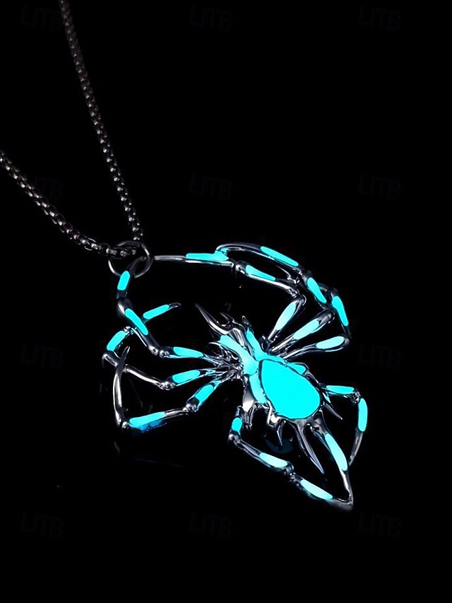  Halloween glow-in-the-dark spinnenhanger voor heren - roestvrij staal en zinklegering, gothic stijl, feest- en cosplay-sieraden