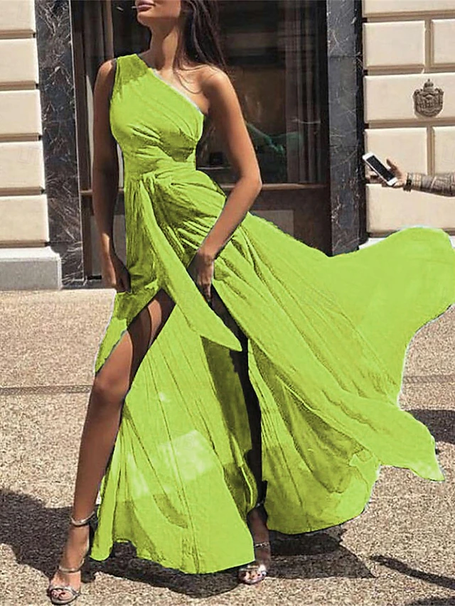 Women's Maxi Dress Cocktail Dress Wedding Guest Dress Chiffon Dress A Line Dress Elegant Sexy Formal Wedding Party Regular Fit Sleeveless V Neck Yellow Red Purple Green Summer 6