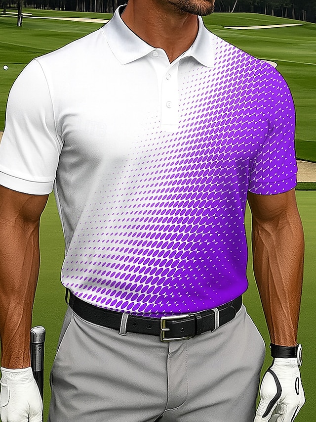  Herren Polo Lässig Sport Umlegekragen Kurzarm Mode Freizeit Geometrisch Golf 3D-Druck Knöpfe Sommer Violett Wasserblau Blau Polo