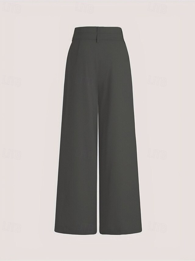  Women's Wide Leg Pants Trousers Palazzo Pants Fashion Streetwear Full Length High Waist Plain Breathability Comfortable Street Daily Wear Going out Black Pink Apricot Gray Summer Spring Regular Fit