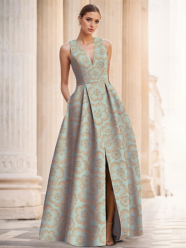 A-line Square Neckline Green Evening Dress Modest Formal Gown  Y692 main image 1
