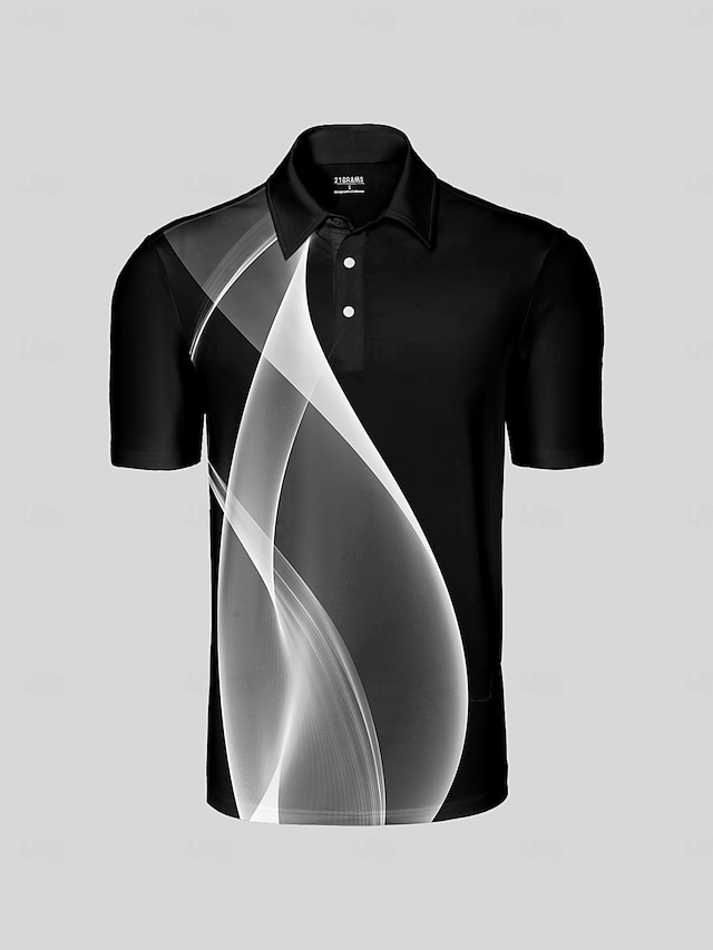  Men's Golf Polo Shirt Black Short Sleeve Top Golf Attire Clothes Outfits Wear Apparel