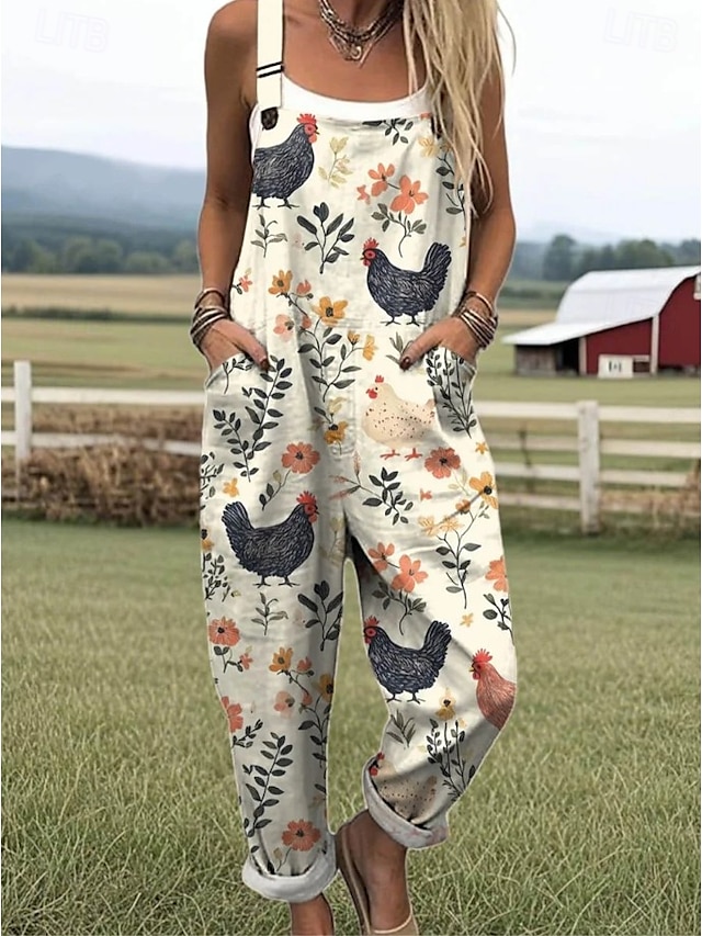  Women's Romper Active Graphic Sleeveless Buttons Vacation Street Loose Fit White Yellow Pink Summer