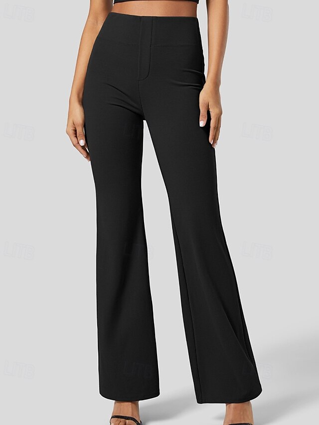  Per donna Gamba larga Pantaloni a zampa Pantaloni Eleganti Streetwear Casual Lunghezza intera Naturale Semplice Tasca Elastico in vita Comodo All'aperto Vacanza Ferie Grigio scuro Nero Verde militare