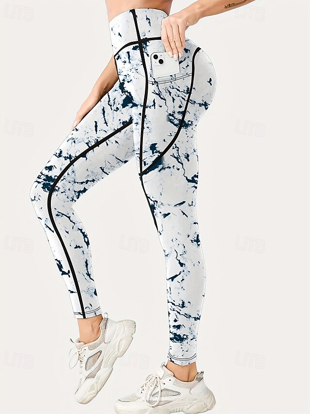  Mulheres Legging Capri Leggings de ioga Com bolsos Compressão abdominal Cintura Alta Academia Esportivo Pilates Calças Branco Outono Esportes Roupas Esportivas Ajuste justo