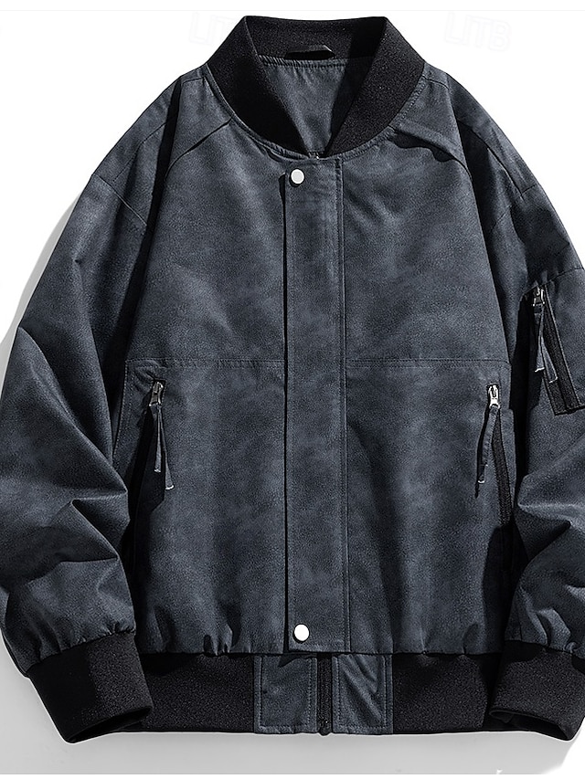  Per uomo Giacca Giacca Casual All'aperto Vacanza Caldo Cerniera Tasca Autunno Inverno Semplice Moda Comfort Colletto Mao Regolare Nero Cachi Giacca