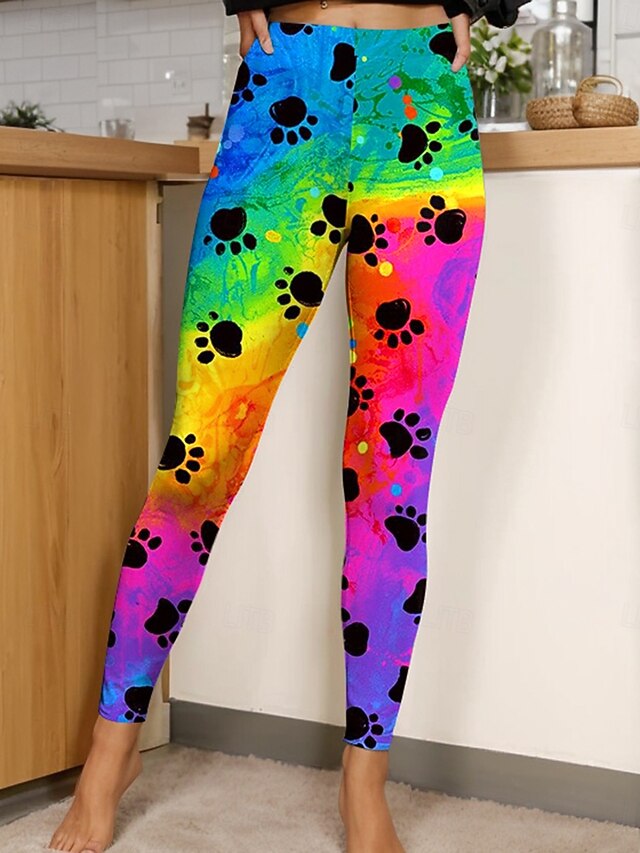 Women's Leggings Vintage Fashion Casual Ankle-Length High Waist Graphic Animal Gradient Printing Soft Breathable Stretchy Vacation Casual Daily Violet Robin's Egg Blue Black Spring Slim Fit4