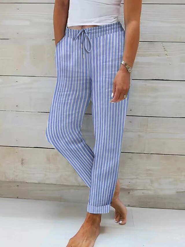 Céline High Waist Stripe Linen Pant main image 1
