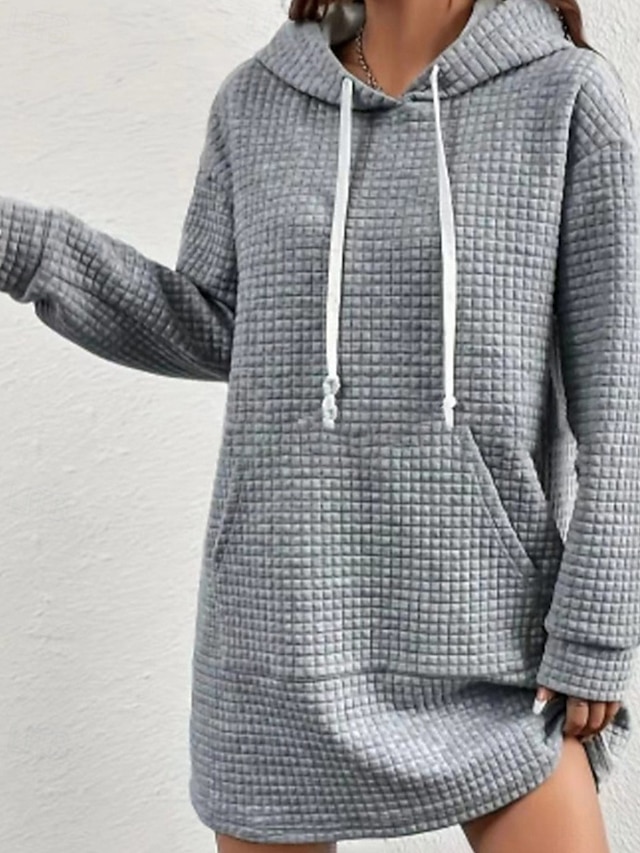  Per donna Felpa con cappuccio Semplice Streetwear Casual Comodo Manica Lunga Con Cappuccio Top Regolari Streetwear Ferie Uscire Tasca Nero Caffè Grigio Autunno