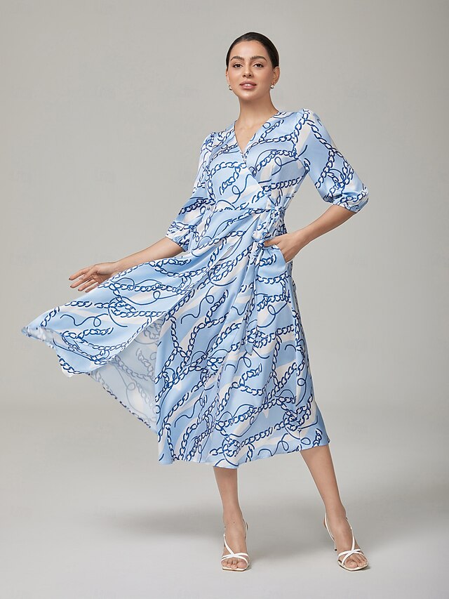 Chain Block Pattern Cross Tie Long Dress 2026 - $14.99
