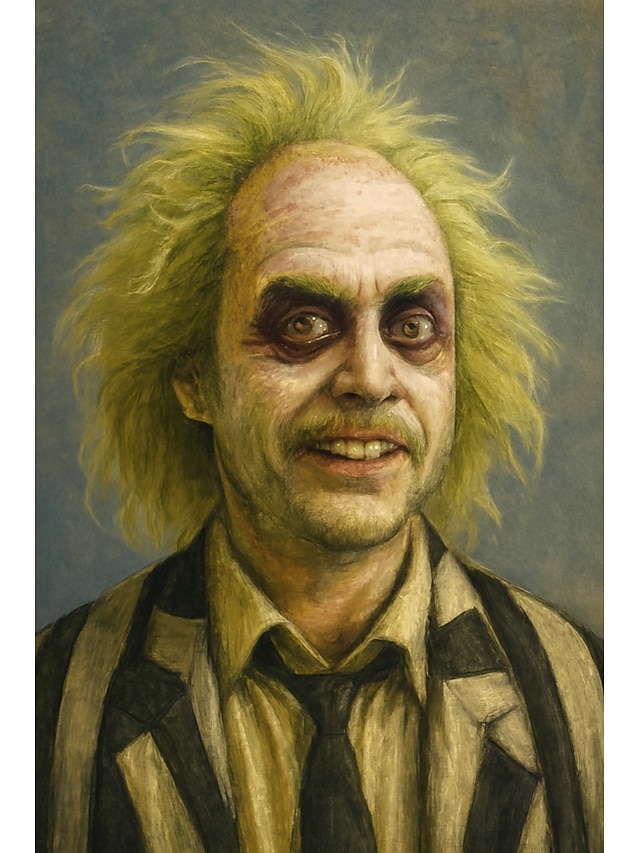 Beetlejuice 2 – perruque de cosplay courte et moelleuse pour hommes, perruque chauve de clown ondulée, pour costume de fête d'halloween, pour adultes