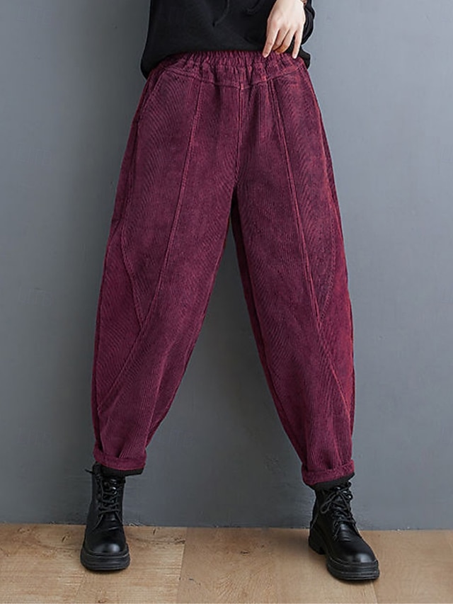 Mujer Chinos Vacaciones Moda Casual Longitud total Alta cintura Plano Bolsillo Cintura elástica Confortable Suave Cómodo Microelástico Exterior Calle Negro Morado Verde Trébol Café Primavera Otoño