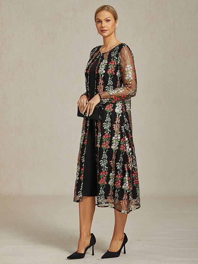  veste femme manteau blazer dentelle brodé élégant floral formel anniversaire mariage invité quotidien ouvert devant long col rond coupe régulière manches longues vêtements d'extérieur noir printemps