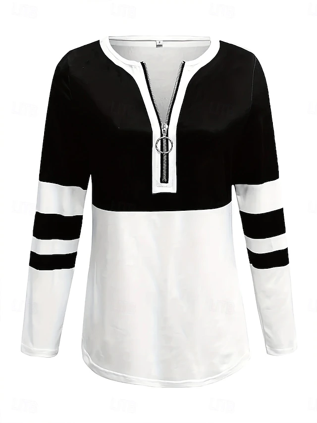 Color Block Print Ribbed Slim Tops